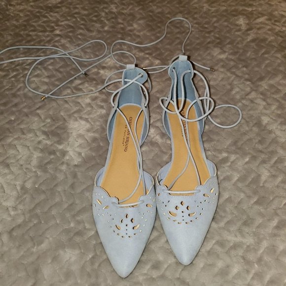 Christian Siriano Shoes - 🌸New pastel blue pointed toe tie up flats